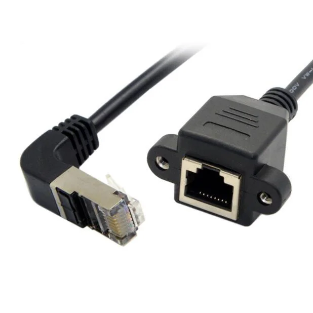Вверх вниз угловой RJ45 Cat5 8P8C FTP STP UTP Cat 5e мужчин и женщин Панель Крепление LAN Ethernet