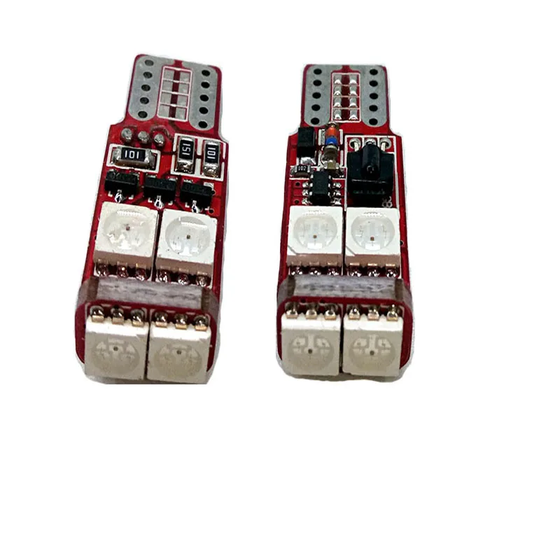 2 шт. RGB многоцветный 6 SMD 5050 Автомобильный светодиодный светильник 194 T10 W5W 12V Клин