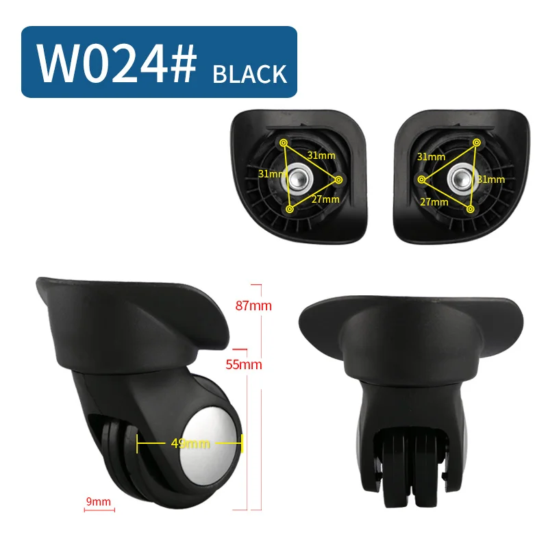 W024(2 Wheels)Black 14-30 дюймов Чехол для костюма на колесиках, универсальные аксессуары для багажа, чехол для костюма на колесиках, запчасти, высокое качество, чехол на колесиках, ролики - Цвет: W024(2 Wheels)Black
