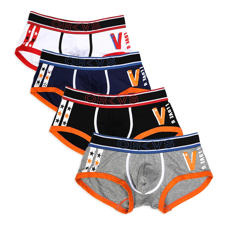 ORLVS 4 шт. боксеры мужское нижнее белье Cueca хлопок летние дышащие трусы пенис