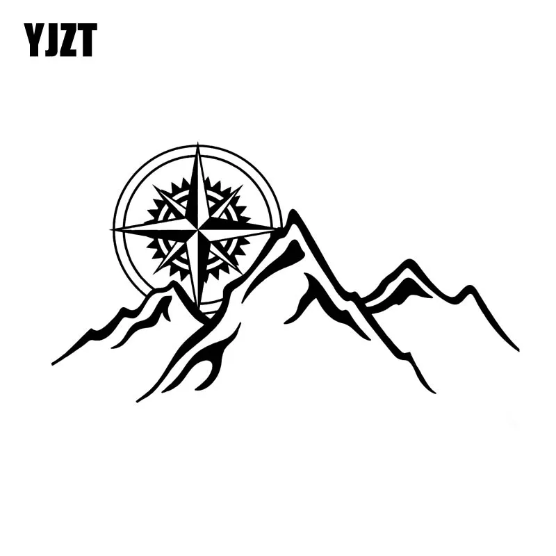 

YJZT 15.8CM*8.8CM Compass Mountains Car Sticker Personality Vinyl Decal Black Silver C10-01150
