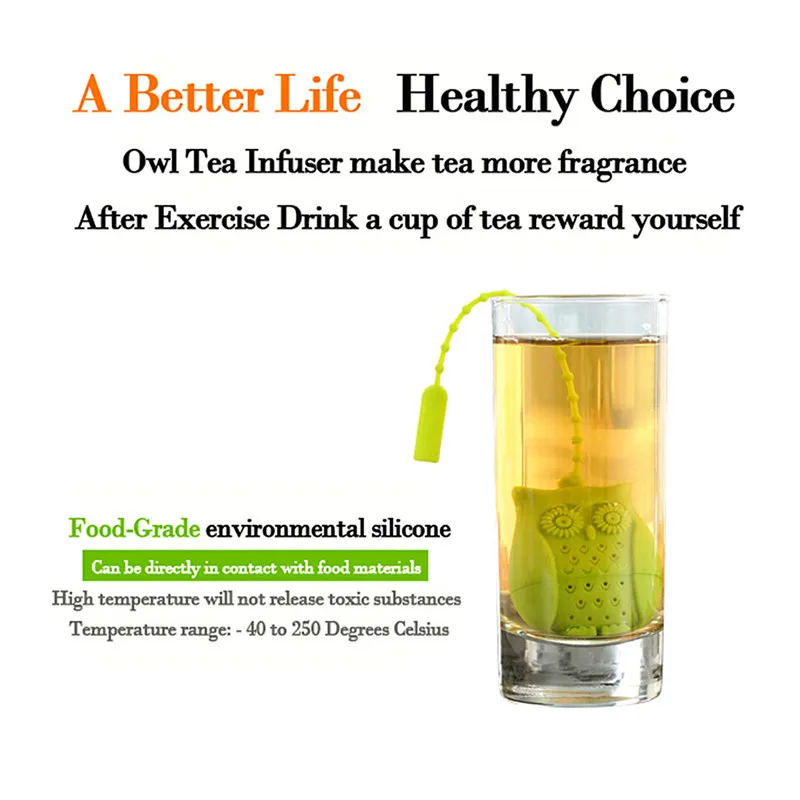 Многоразовый Силиконовый Фильтр для заваривания чая в форме совы