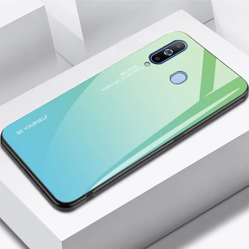 6 Чехлы с закаленным стеклом для samsung Galaxy A70 чехол A50 A30 A20E A20 A10 M30 M20 M10 A750 на спине градиент Цвет бампер для A9Pro - Цвет: 6