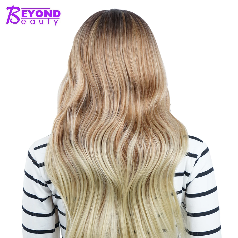 SyntehticSynthetic блондинка Ombre волнистые длинные Искусственные парики для женщин