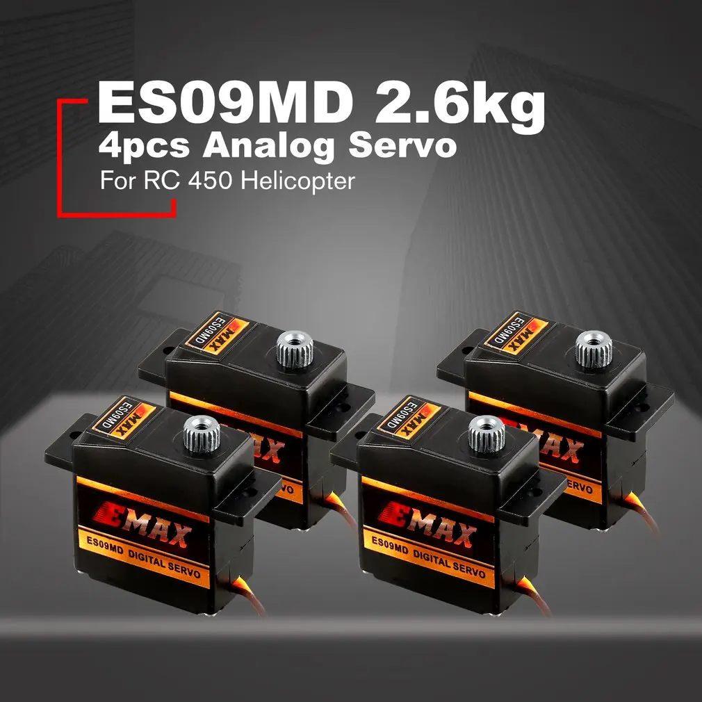 EMAX Цифровой Металлический сервопривод ES09MD 4 8 6 в 2 кг 0 10/0 08 сек/60 градусов для RC 450