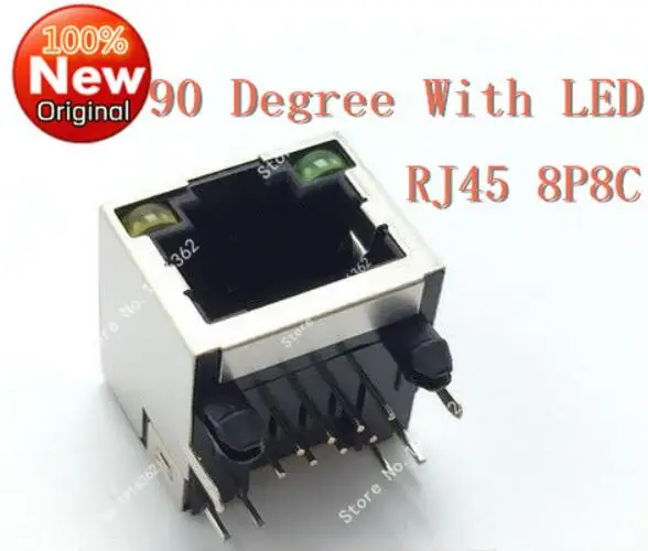 

1 шт./лот RJ45 8P8C гнездовой разъем, стальная сетевая защита 90 градусов со светодиодом