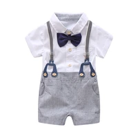 newborn baby boy summer formal clothes set bow wedding birthday boys overall suit white romper shirt toddler gentleman outfit
