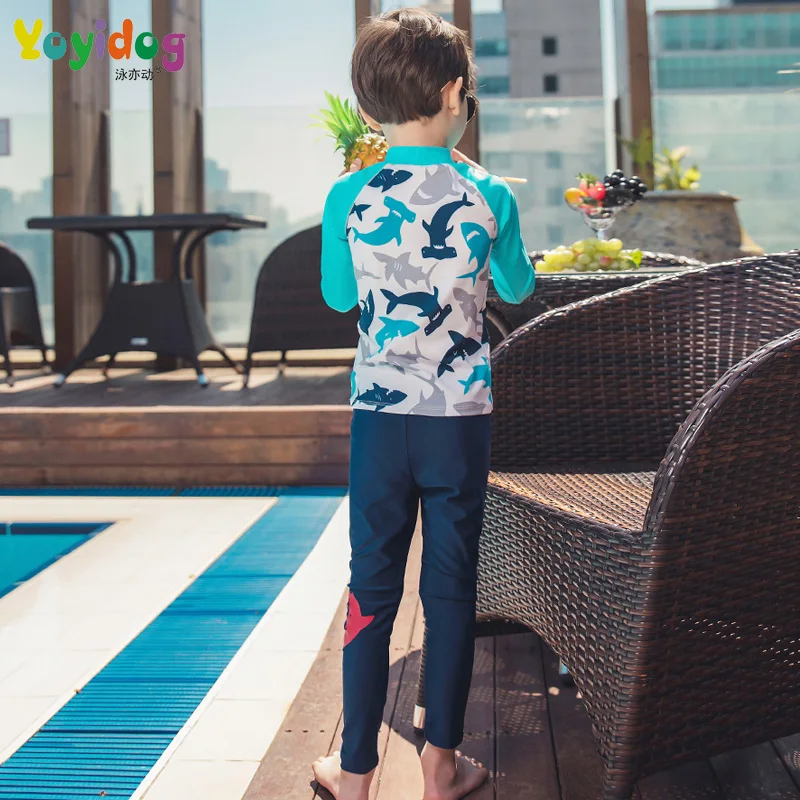 Children's surfing Swim Suit Boy Two Pieces Swimwear Boys High Neck Long Sleeve Athletic Wear Swimsuit Kids Anti-UV Beach | Спорт и