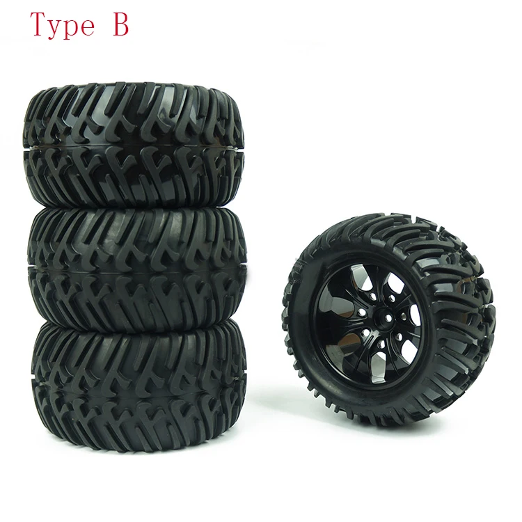 

4PCS HSP Truck Wheel Tires D128mm Rubber Tire 128*65mm Wheels in 12mm Hex Adapter for 1/10 94111 94188 Off-road RC Cars