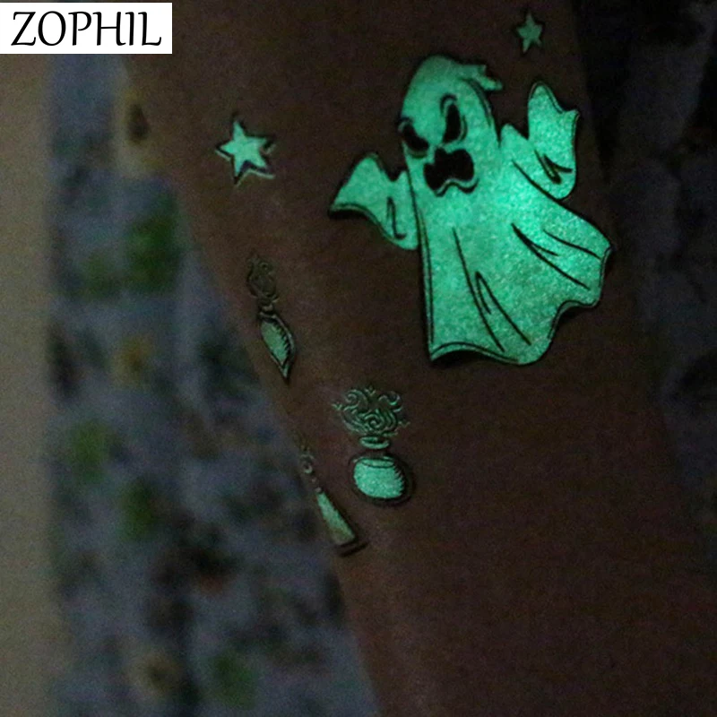 Хэллоуин светящийся ужас боди арт мультфильм призрак тыква летучая мышь