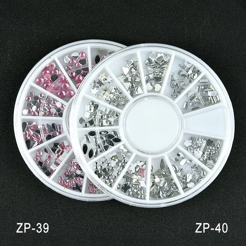 

12 Kinds New Clear/Pink Nail Art Rhinestone Decoration, 1 wheel Mix Sizes Glitter Nail Beads,3d diy Beauty Nail Accessories tool