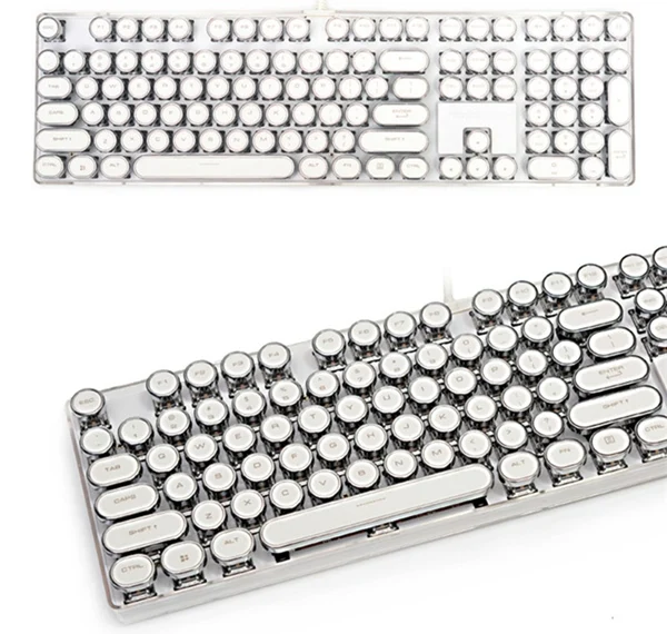 Белый Magicforce Crystal 108 клавиш винтажная пишущая машинка издание USB Проводная Механическая игровая клавиатура с подсветкой, переключатели Cherry - Цвет: Белый