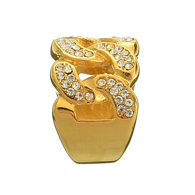 Горный хрусталь Iced Out Bling кольца из титановой нержавеющей стали хип-хоп кубинское