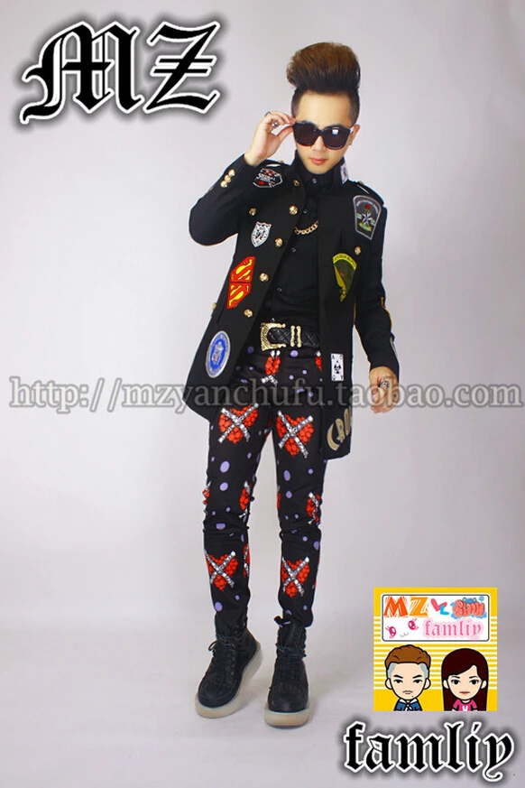 2016 звездный стиль мужские брендовые модные певицы сценический тонкий черный