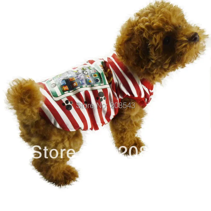 Новая мода собака полосатая футболка обезьяна/телефон дизайн Pet Летний жилет для