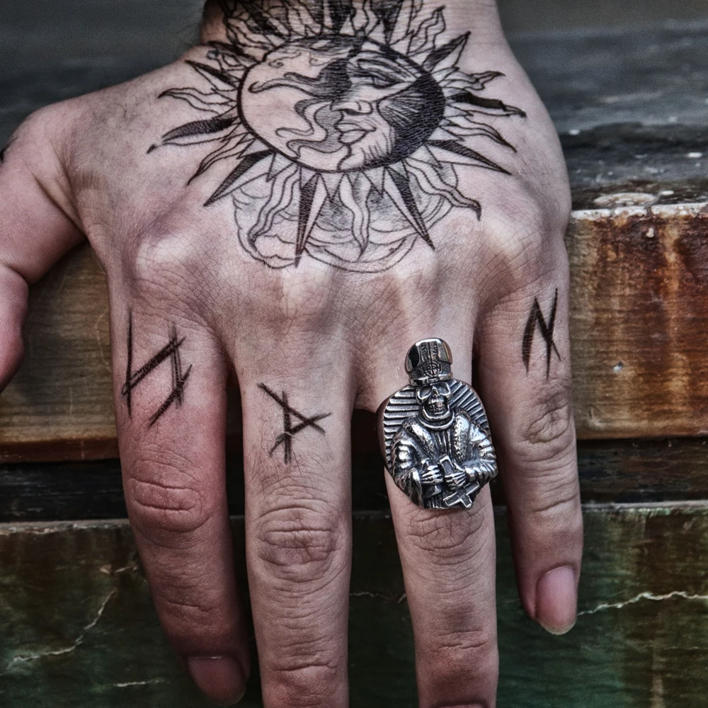 Сатана анти крест Христос отец рок кольцо из нержавеющей стали мужское