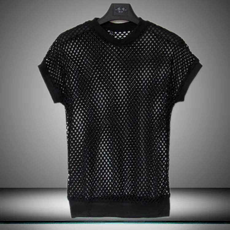 Европейский метросексуальный полый сетчатый новый хип хоп Футболка мужские