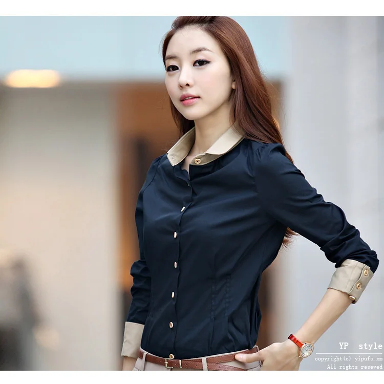 New spring and summer fashion dress shirt OL professional long sleeve two Colours free shipping |