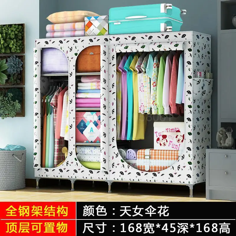 ml22 Oversized simple fabric wardrobe steel pipe bold reinforcement double thickened fully enclosed cloth closet wardrobe - Цвет: ml22