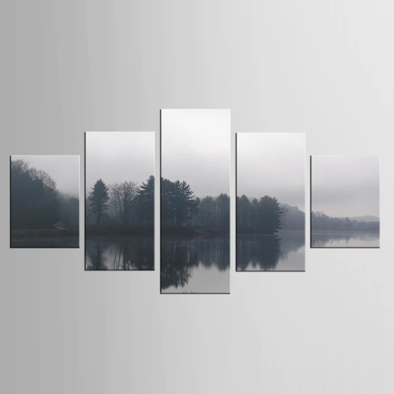 

Горячая рамки 4 шт./компл. с изображением подернутого туманом Пейзаж wall art настенное украшение, украшение для дома, украшение холст печати XL-FJ...