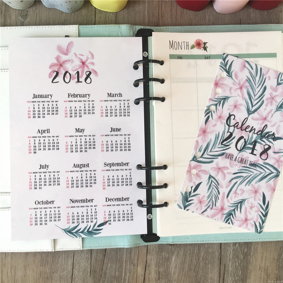 2018 записная книжка календарь A5 A6 PP делителя dokibook планировщик организатор 6