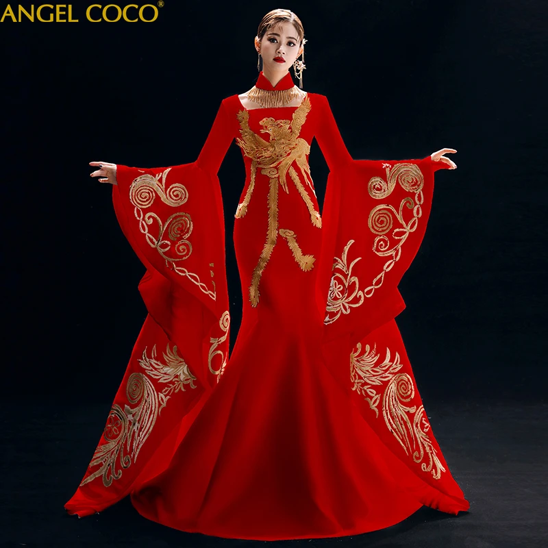 Robe De Soiree модное Золотое длинное вечернее платье с вышивкой элегантное в пол для
