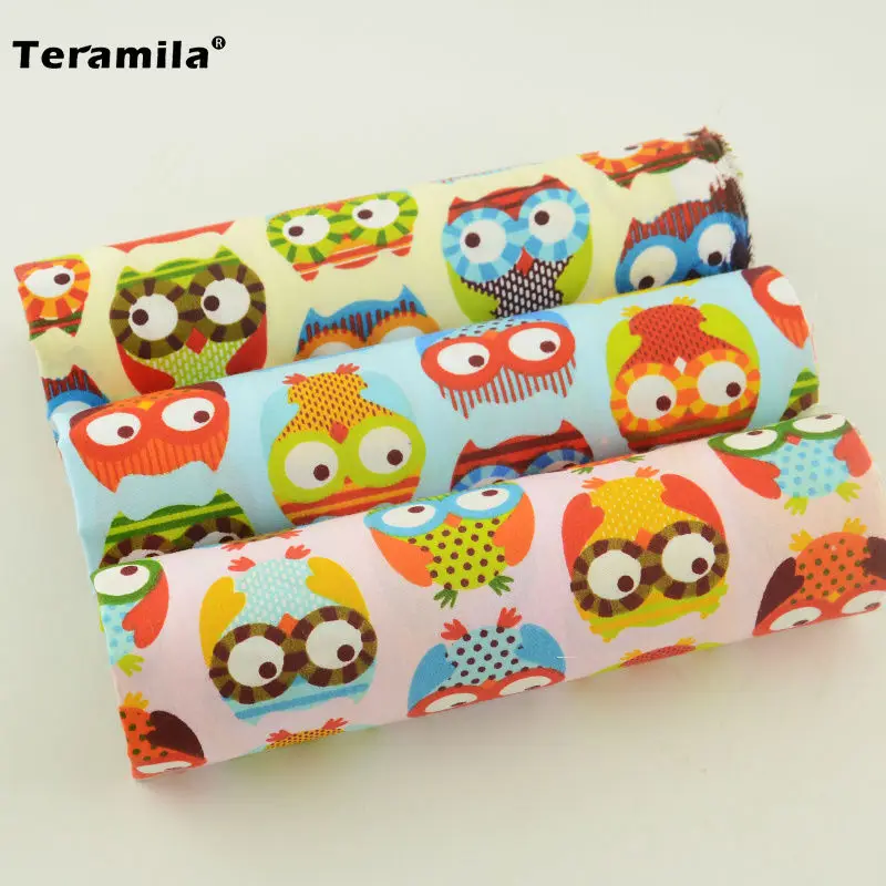 Хлопчатобумажная ткань саржевая с принтом совы лоскутный набор для шитья