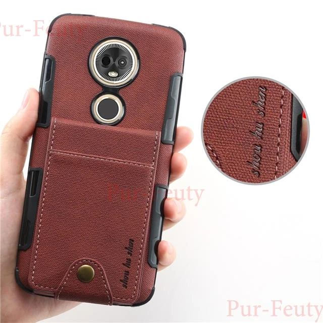 Темно-коричневый Чехол для moto rola moto E4 XT1767 XT1766 E5 G4 G5 S Plus, тонкий холщовый противоударный чехол с держателем для карт, откидной Чехол для moto g4 g5 g5s plus - Цвет: Темно-коричневый