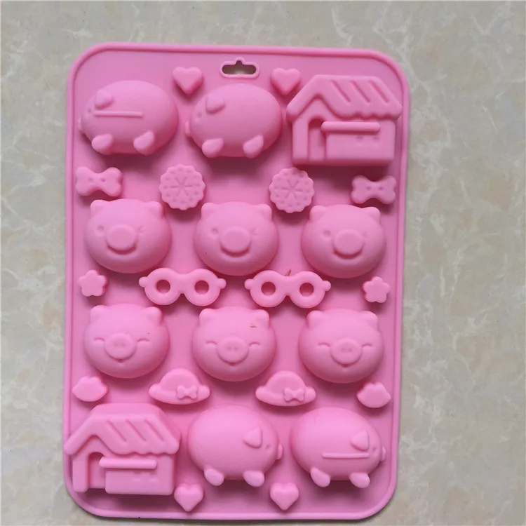 28-полостная многовыраженная силиконовая форма для шоколада в виде свиной головы