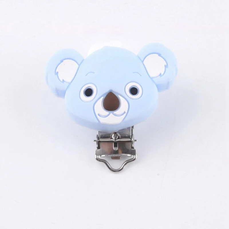 Candy Blue Koala Держатель для соски соска клип мультфильм животных Коала 5 шт. Силиконовые Прорезыватели DIY кормящих пустышки клипы на цепи BPA бесплатно детские зубы - Цвет: Candy Blue Koala