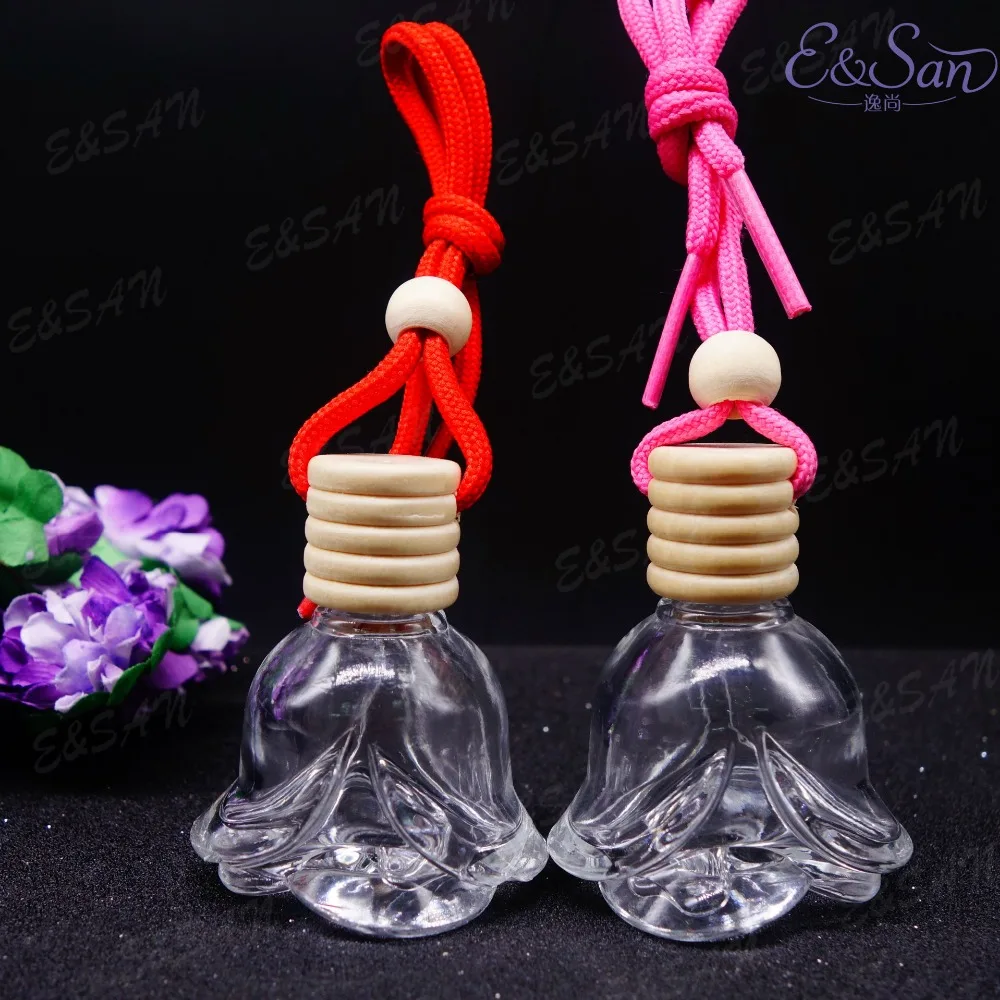 FM804-15ML Rose Vase Transparent Perfume Bottle Glass Car Boutique Hanging Cosmetics Bottle 100pcs/lot