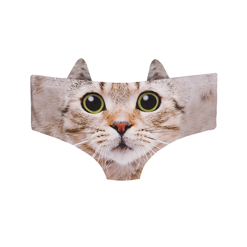 Pussycat 3D Printing Underwear Kawaii Kitten Ear Panties Cat Panty Woman Briefs Female Calcinha Girls Lingerie Intimates W9004