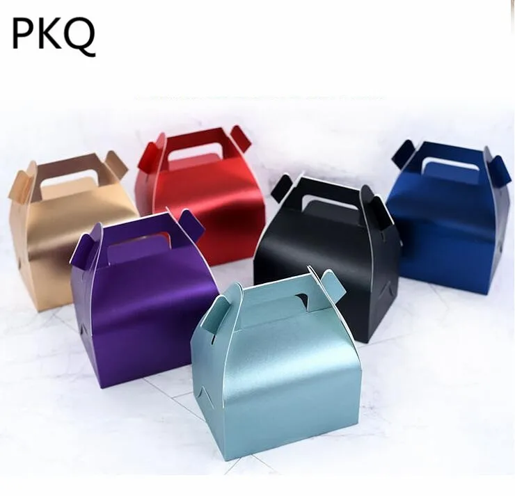 10 шт/партия крафт бумажная коробка с ручкой Свадебный торт подарочная упаковка