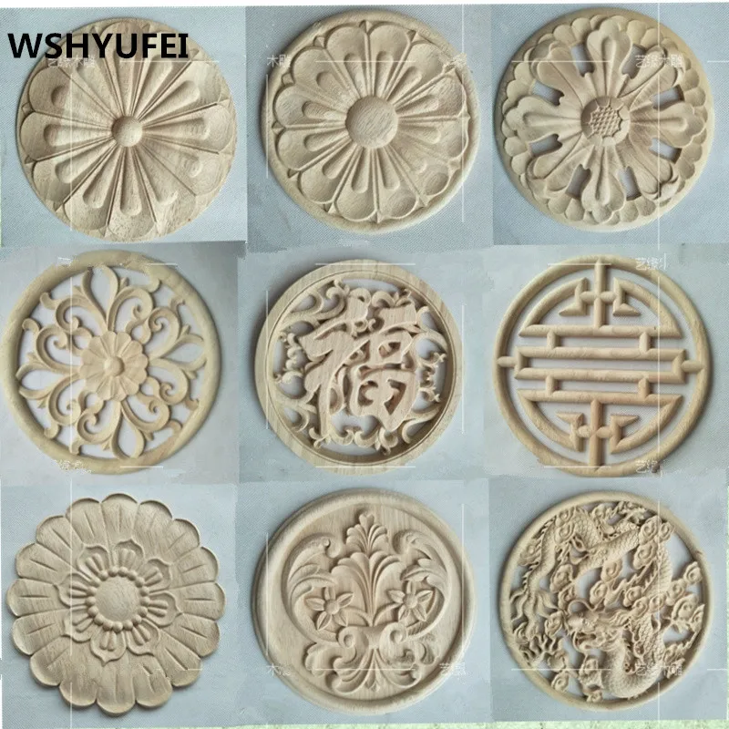 2 шт./лот WSHYUFEI резьба по дереву натуральное дерево аппликации для мебель кабинет