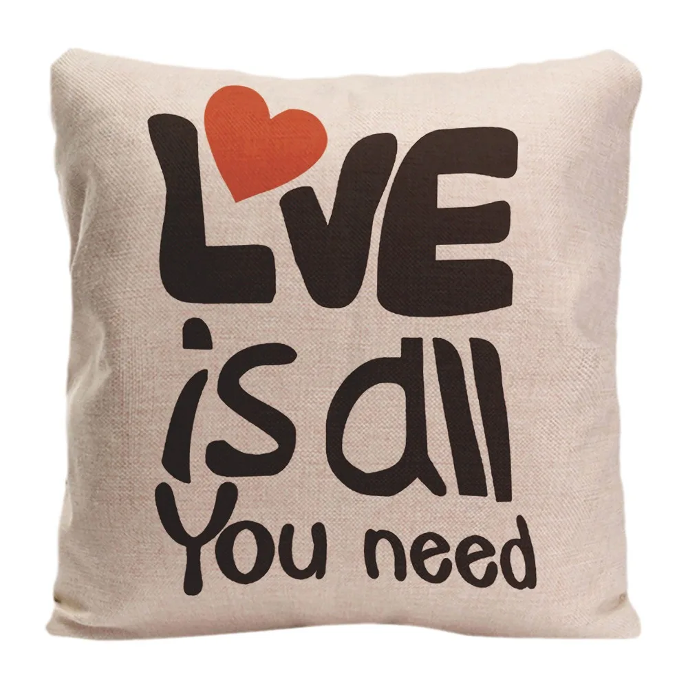 Наволочка из хлопка и льна с милым дизайном Love Is All You Need декоративная наволочка