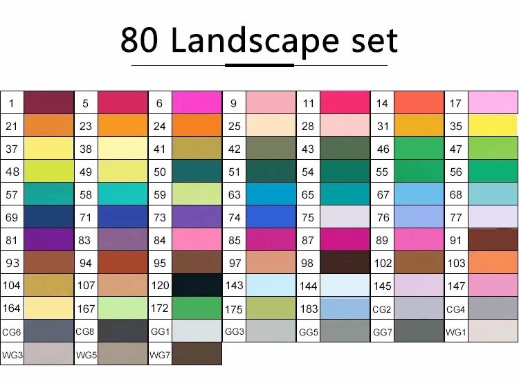 80 Landscape set TOUCHFIVE чайник 30/40/60/80/168 Цвета художественной на спиртовой основе чайник Набор ручек для рисования манга двойной головой художественный эскиз Maker ручки - Цвет: 80 Landscape set