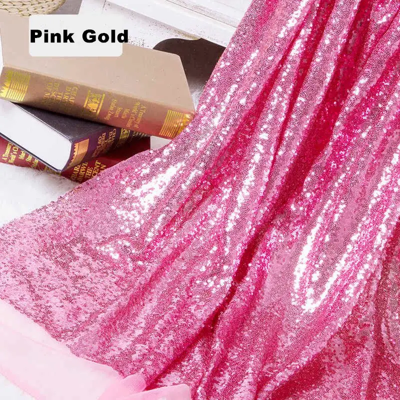 Pink Gold B · Y сменная шелковистая ткань с блестками для платья по двору 92x125 см ткань с блестками для одежды сценические вечерние Свадебные Рождественские украшения для дома - Цвет: Pink Gold