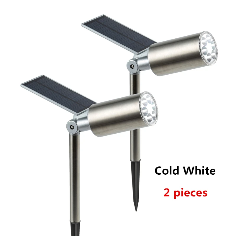 2 pcs Cold White Ландшафтные точечные светильники на солнечных батареях водонепроницаемые уличные солнечные лампы беспроводной датчик света Sunpower лампа для Садовая Дорога Путь - Испускаемый цвет: 2 pcs Cold White