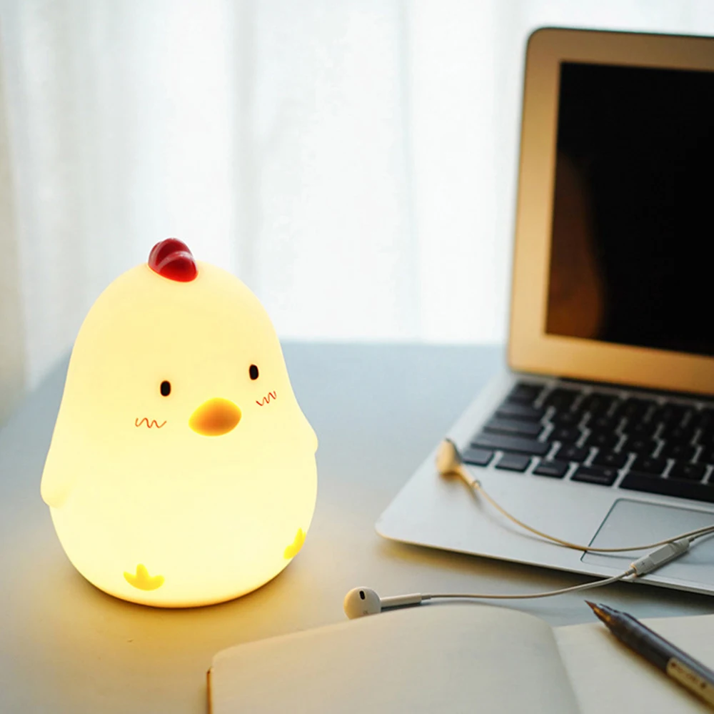 4 Вт Спальня светодиодный ночник USB Перезаряжаемые силиконовые курица Форма