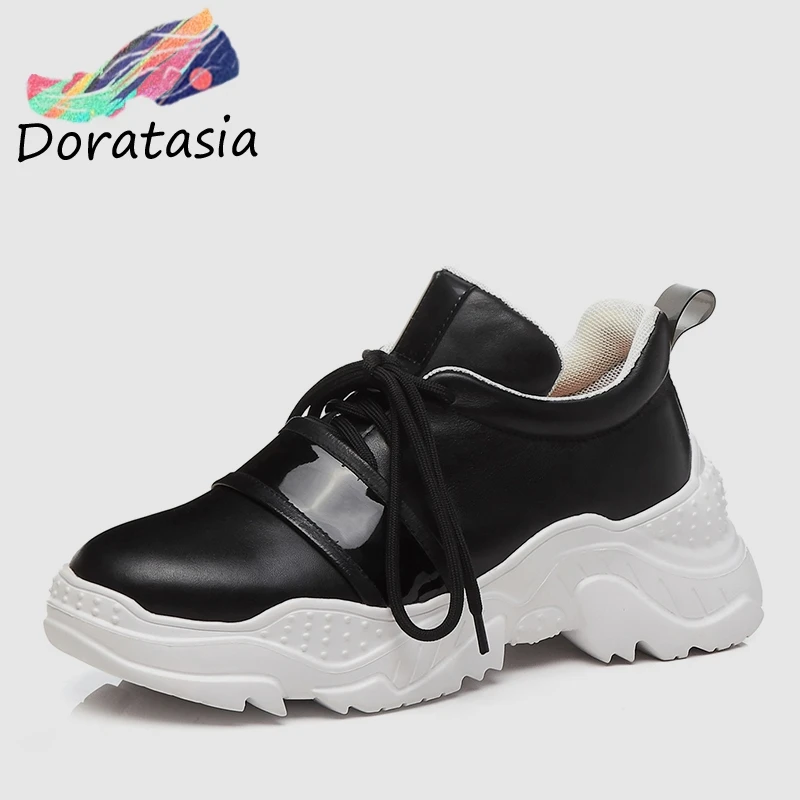 DORATASIA/Новинка года; сезон весна; кроссовки из натуральной коровьей кожи; женские разноцветные Роскошные повседневные туфли на плоской подошве со шнуровкой; женская обувь