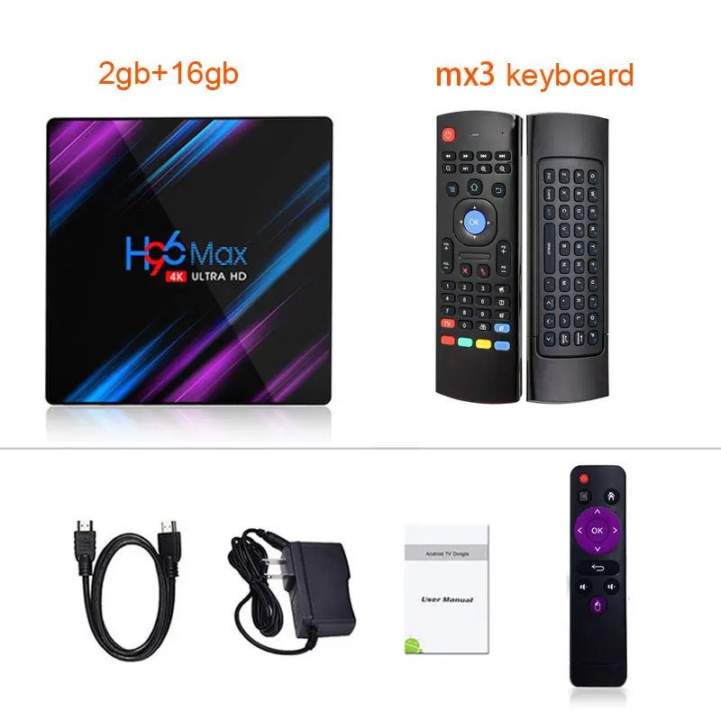 16gb-MX3 Air Mouse Новое поступление H96 MAX Android 9,0 2 ГБ 16 ГБ 4 ГБ 32 ГБ 4 ГБ 64 Гб Rockchip 3318 Android 9,0 KDMC 18,0 4K Smart MX10 Pro 6K Tv Box - Цвет: 16gb-MX3 Air Mouse