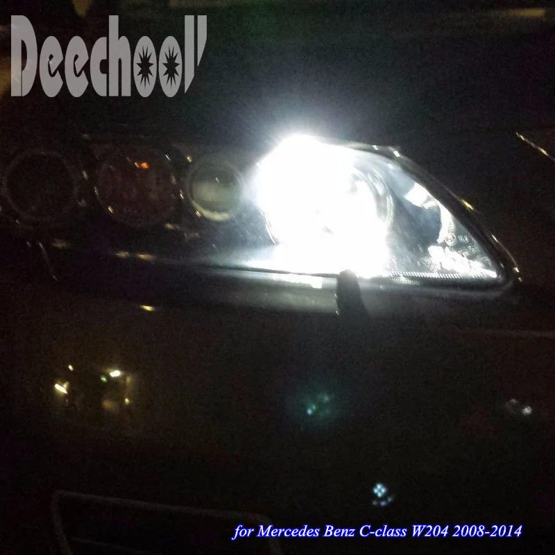 Deecholl 6 шт. Автомобильный светодиодный светильник лампы для Mercedes C-Class W204 2007-2012, Canbus Белый парковочный зазор номерного знака