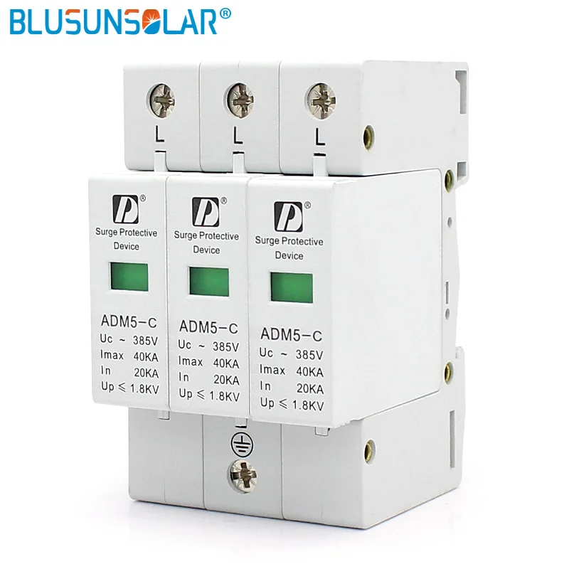 10 шт./лот высокое качество 3P 20-40kA 380V AC Din Rail SPD Низковольтное устройство защиты от
