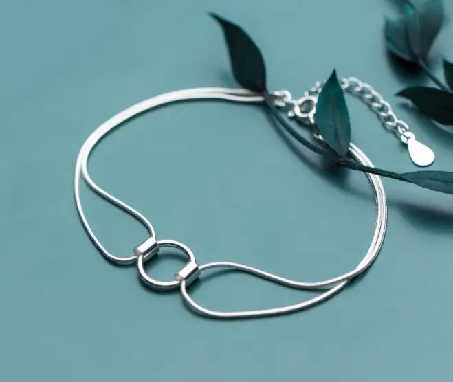 1PC Authentic REAL. 925 Sterling Silver Open Circle chain Bracelet GTLS887 | Украшения и аксессуары