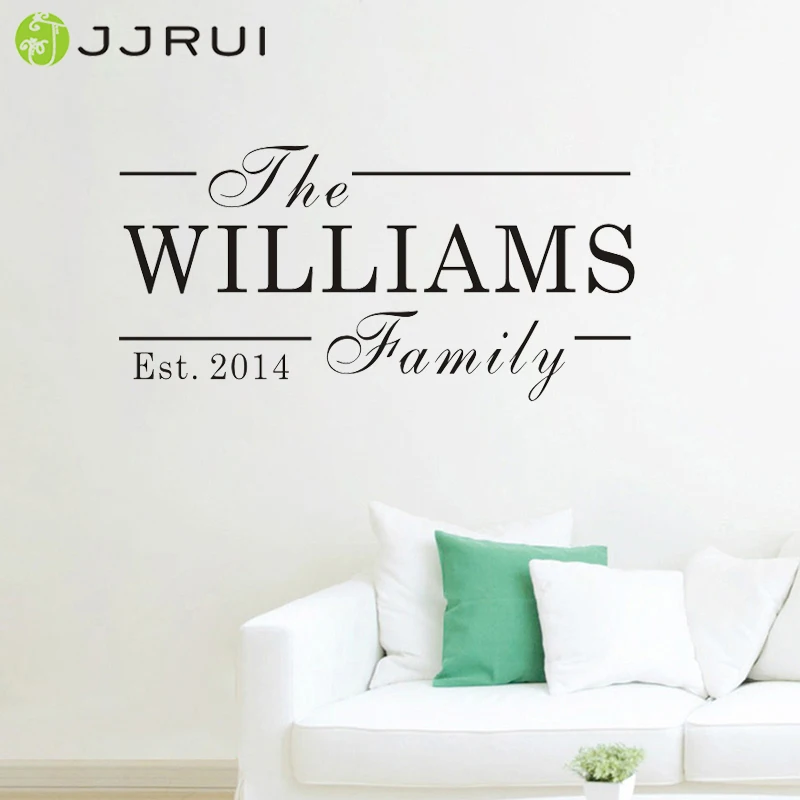 

JJRUI Personalised Family Name Wall Art Quote Kitchen Bedroom Lounge Est Sticker Decal DIY Wall Stickers Home Decoration