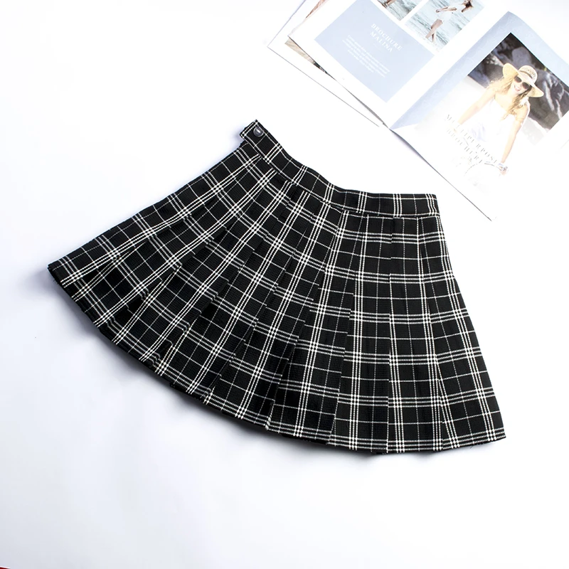 XS-XXL, девять цветов, высокая талия, трапециевидная Женская юбка, Harajuku, полосатые безопасные штаны, Студенческая плиссированная юбка, Милая Мини-юбка для девочек