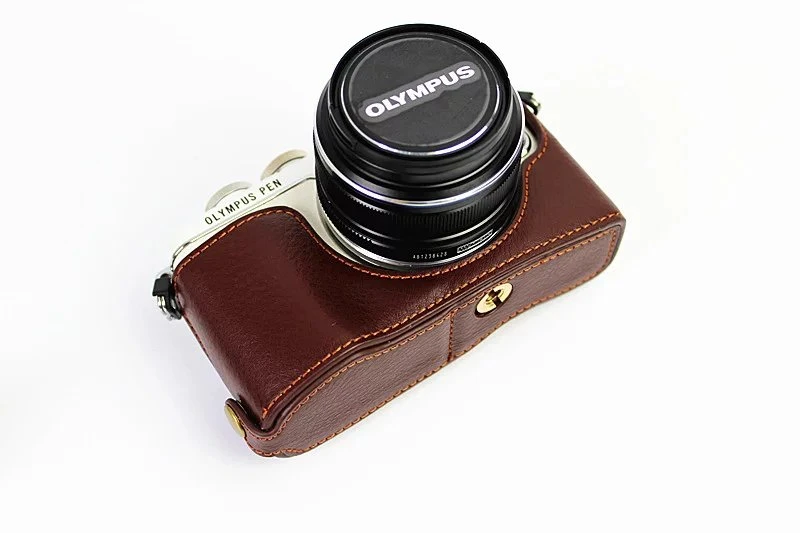 Coffee Роскошная натуральная кожа Камера сумка для цифровой камеры Olympus Pen Lite E-PL7 E-PL8 E-PL9 черный/коричневый/Кофе EPL7 EPL8 EPL9 Камера чехол - Цвет: Coffee