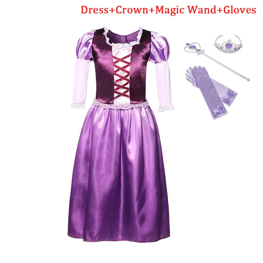 Rapunzel Dress Set-1 PaMaBa Фэнтези Рапунцель платье принцессы платья Хэллоуин новинка Рапунцель, Косплей Костюм Детское платье для дня рождения на шнуровке - Цвет: Rapunzel Dress Set-1