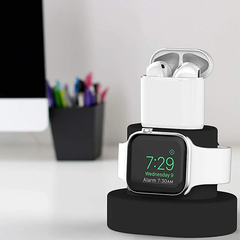 Fivetech 2 в 1 силиконовый держатель для Apple Watch/Airpods зарядная подставка для Apple Watch Series 4/3/2/1 маленький держатель для Airpods