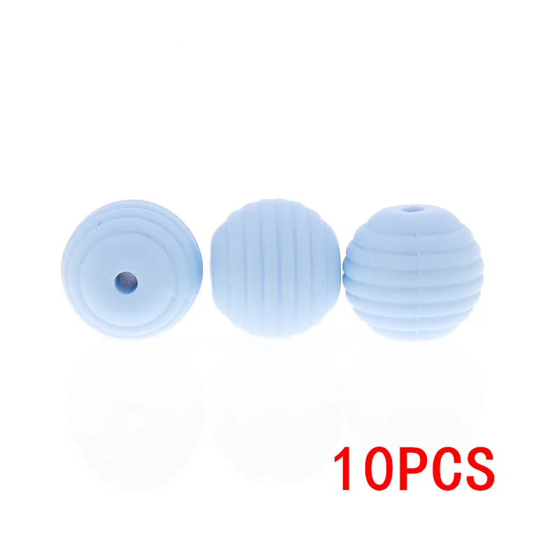 T 57 Pastel Blue 10 шт., цветок, силиконовый прорезыватель, бусины, BPA бесплатно, Бабочка, Детская соска, цепочка, держатель, аксессуары, сделай сам, младенческое кусающееся ожерелье с резьбой - Цвет: T 57 Pastel Blue